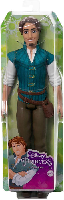 Mattel Disney Princesses Poupée articulée Flynn Rider avec tenue emblématique avec chemise en tissu, sacoche à la ceinture, pantalon et bottes moulés, à collectionner, Jouet Enfant, Dès 3 ans, HLV98