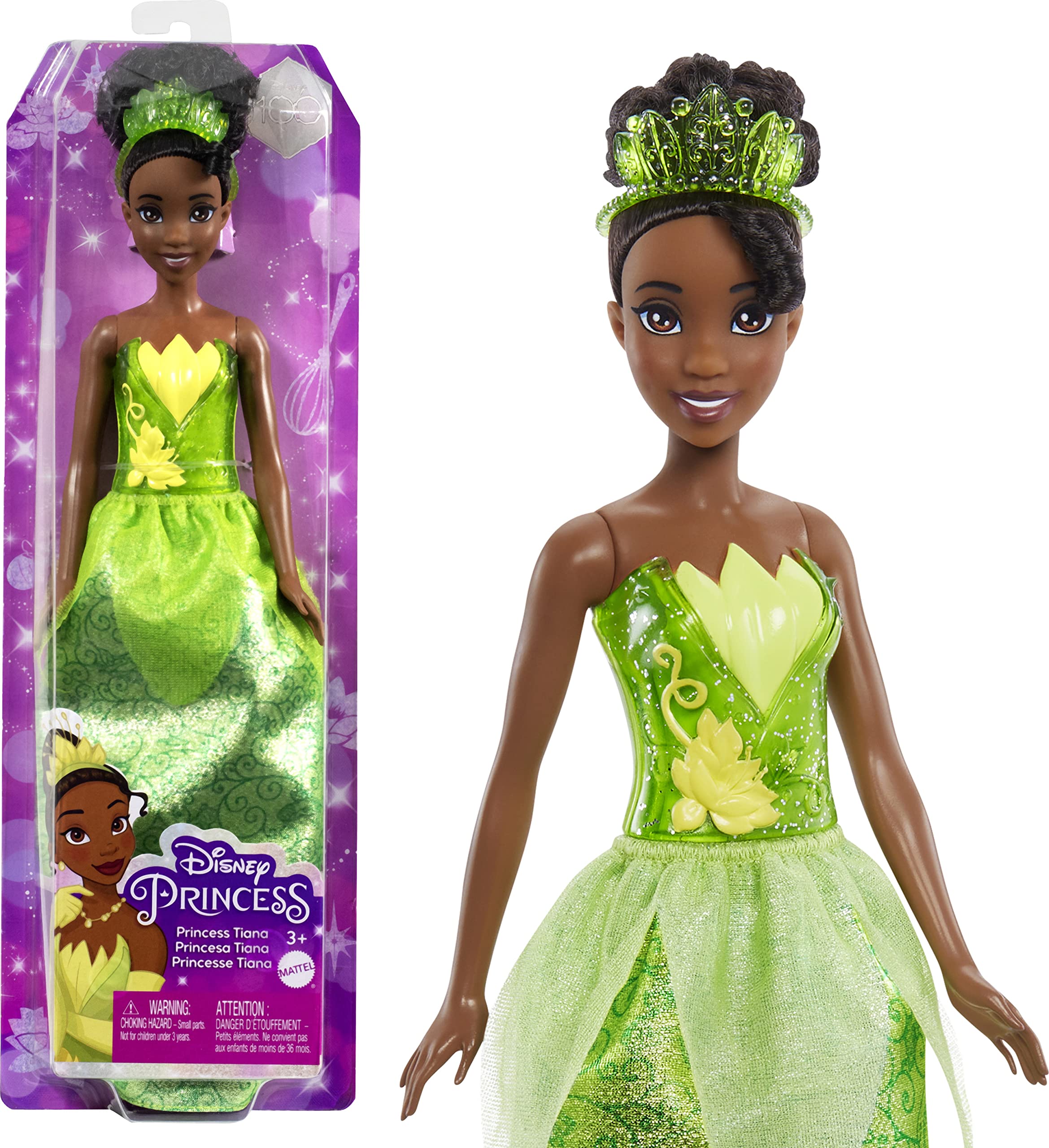 Mattel Disney Princess Tiana Muñeca princesa película Tiana y el sapo, juguete +3 años (HLW04)