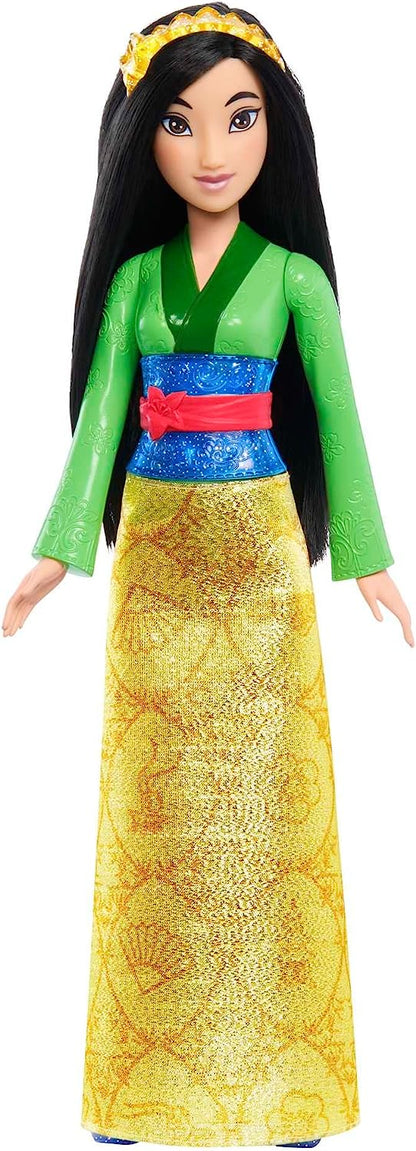 Mattel Disney Princess Mulán Muñeca princesa con pelo largo, juguete +3 años (HLW14
