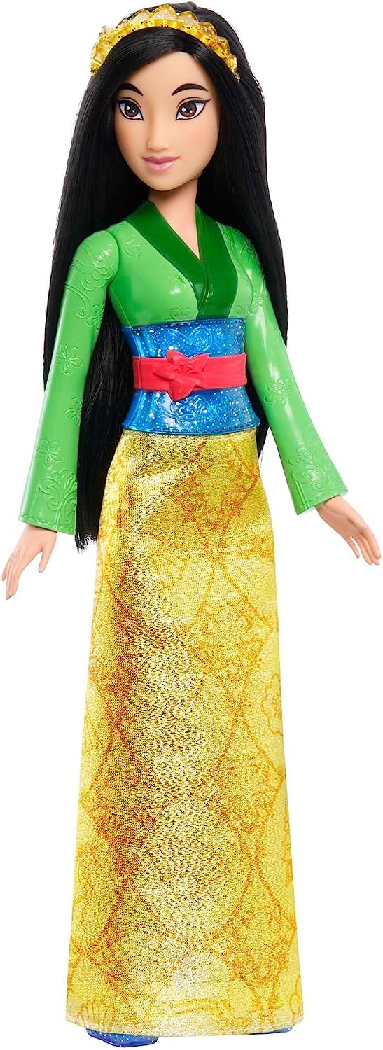 Mattel Disney Princess Mulán Muñeca princesa con pelo largo, juguete +3 años (HLW14