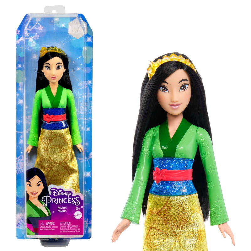 Mattel Disney Princess Mulán Muñeca princesa con pelo largo, juguete +3 años (HLW14