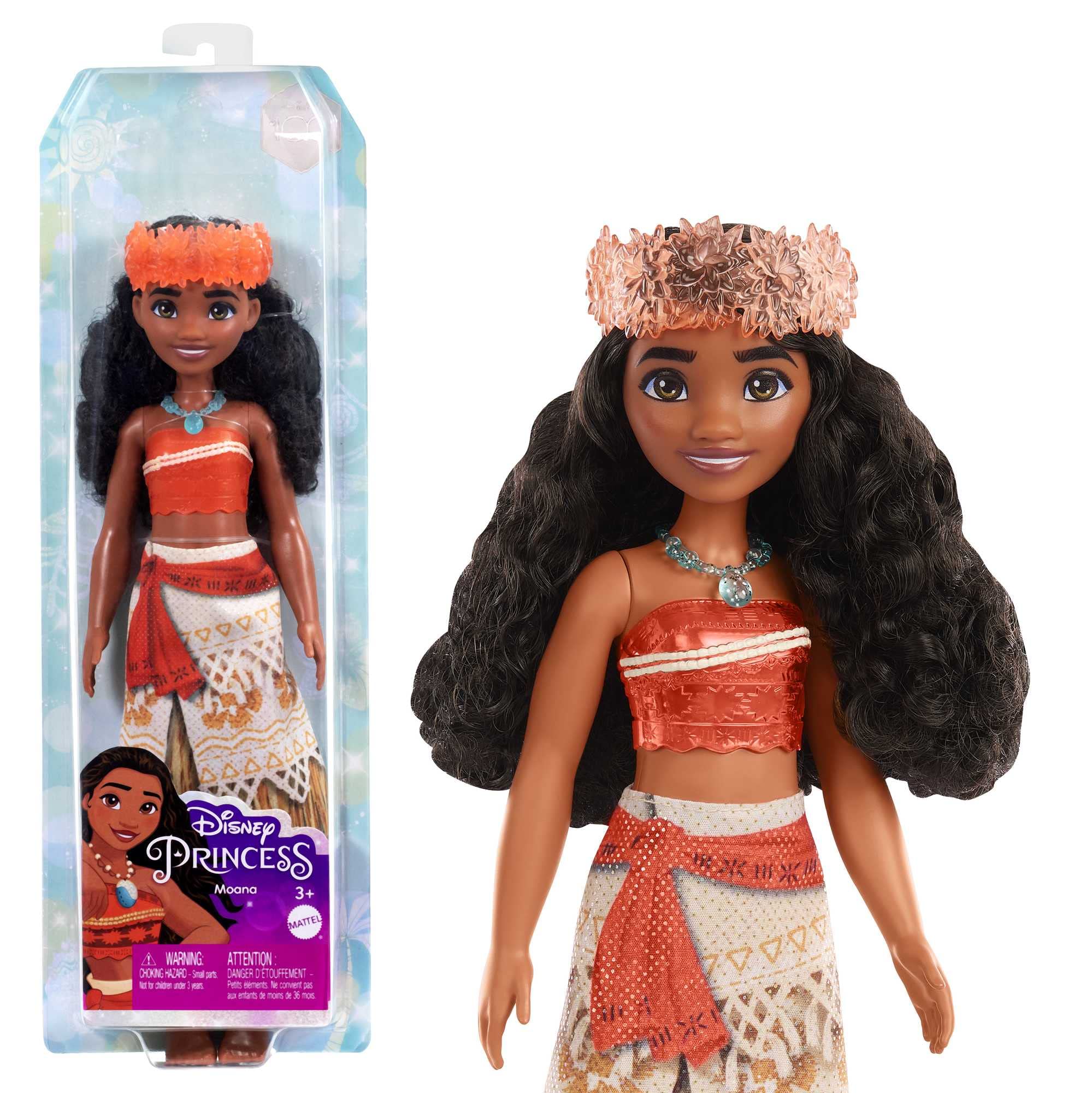 Mattel Disney Princess Dolls, Moana Posable Fashion Doll mit funkelnder Kleidung und Zubehör, Disney Movie Toys, HLW05