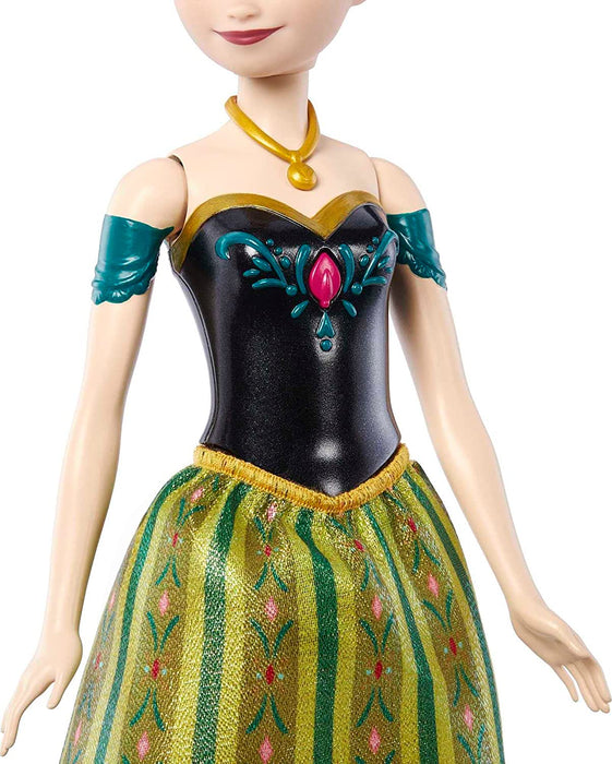 Disney La Reine des Neiges Poupée Anna Chantante, Tenue du Film Inclue, Version Anglaise, À Collectionner, Jouet pour Enfant de 3 Ans et Plus, HLW56