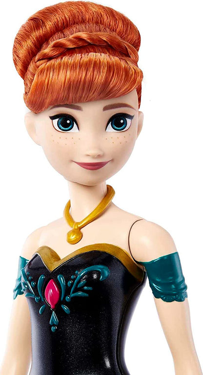 Disney La Reine des Neiges Poupée Anna Chantante, Tenue du Film Inclue, Version Anglaise, À Collectionner, Jouet pour Enfant de 3 Ans et Plus, HLW56