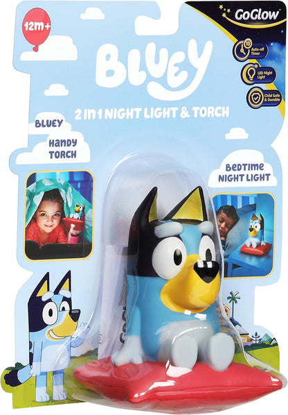Bluey 2 in 1 Bedtime Night Light and Handy Flashlight - LED Night Light with Auto-Off Timer, Multicolor, 14312