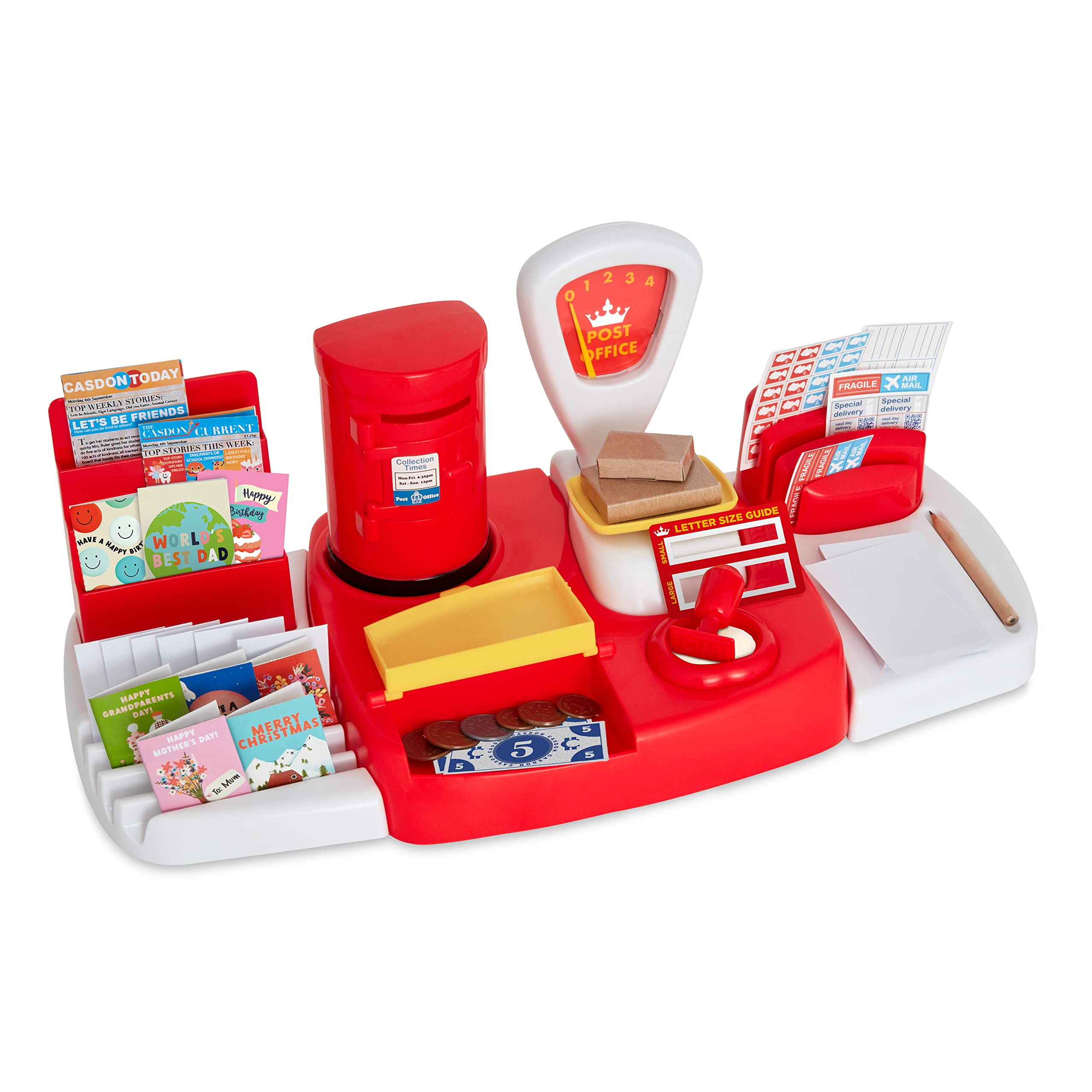 Casdon Post Office,Toy Post Office for Children Aged 3+, Equipped with Several Essential Items for Customers and Shopkeepers Alike
