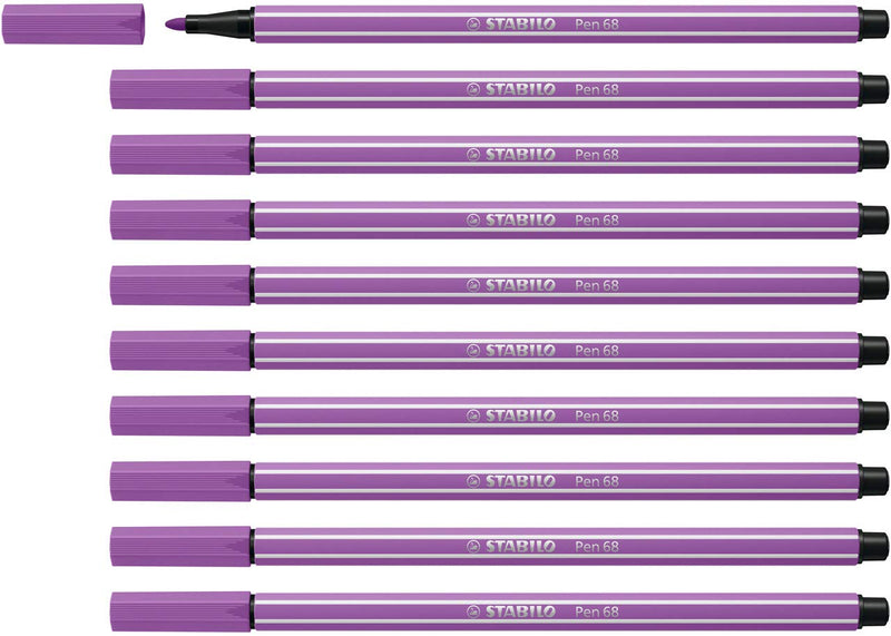 Premium Fibre-Tip Pen - STABILO Pen 68 - Pack of 10 - Plum
