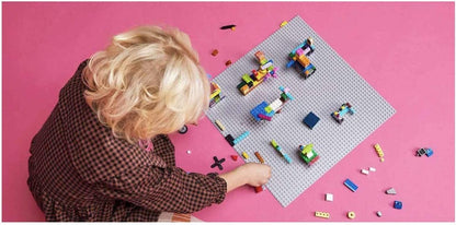 LEGO 11024 Classic Grey Baseplate, 48x48 Stud Building Base, Build and Display Board Set & 11025 Classic Blue Baseplate Building Base, Square 32x32 Build and Display Board, Construction Toy for Kids