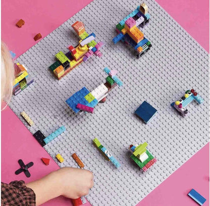 LEGO 11024 Classic Grey Baseplate, 48x48 Stud Building Base, Build and Display Board Set & 11025 Classic Blue Baseplate Building Base, Square 32x32 Build and Display Board, Construction Toy for Kids