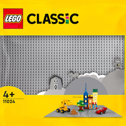 LEGO 11024 Classic Grey Baseplate, 48x48 Stud Building Base, Build and Display Board Set & 11025 Classic Blue Baseplate Building Base, Square 32x32 Build and Display Board, Construction Toy for Kids