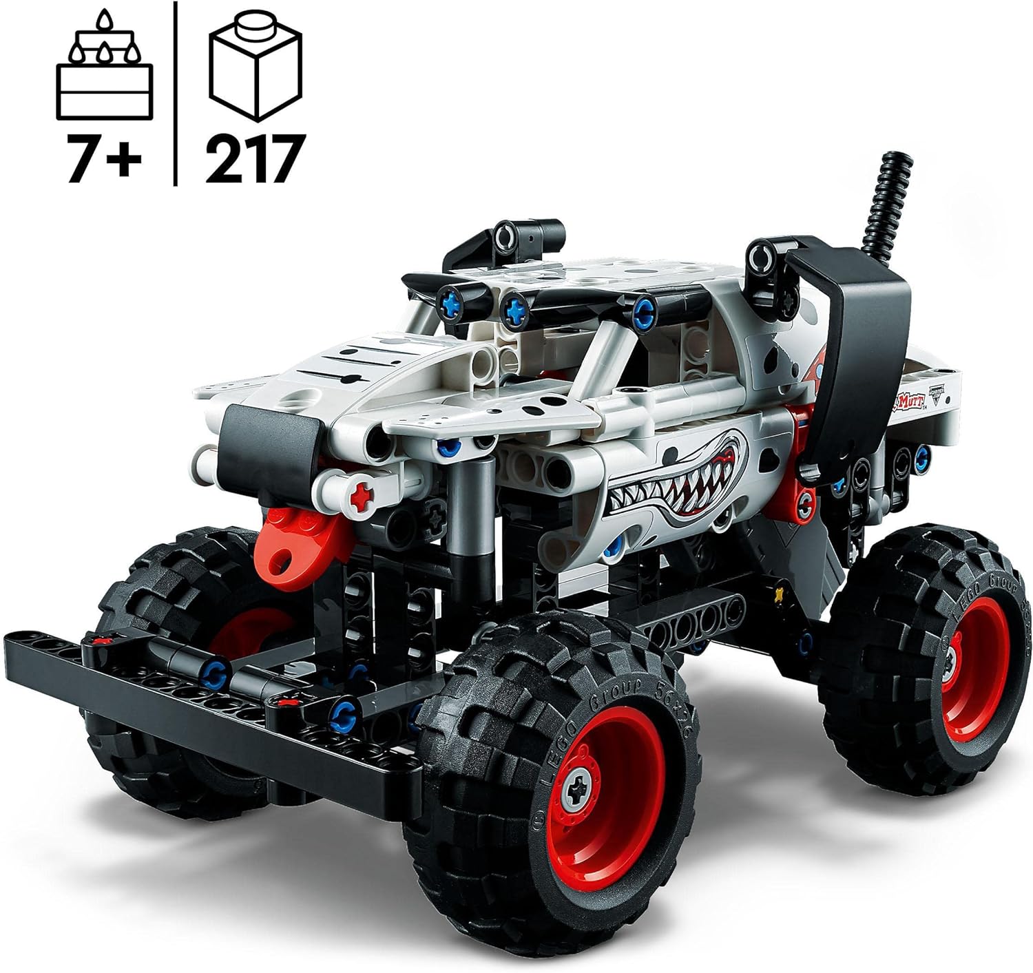 LEGO Technic Monster Jam Monster Mutt Dalmatian, Truck Toy for Boys and Girls Aged 7 Plus, 2in1 Pull Back Racing Toys, Birthday Gift Idea 42150 Single