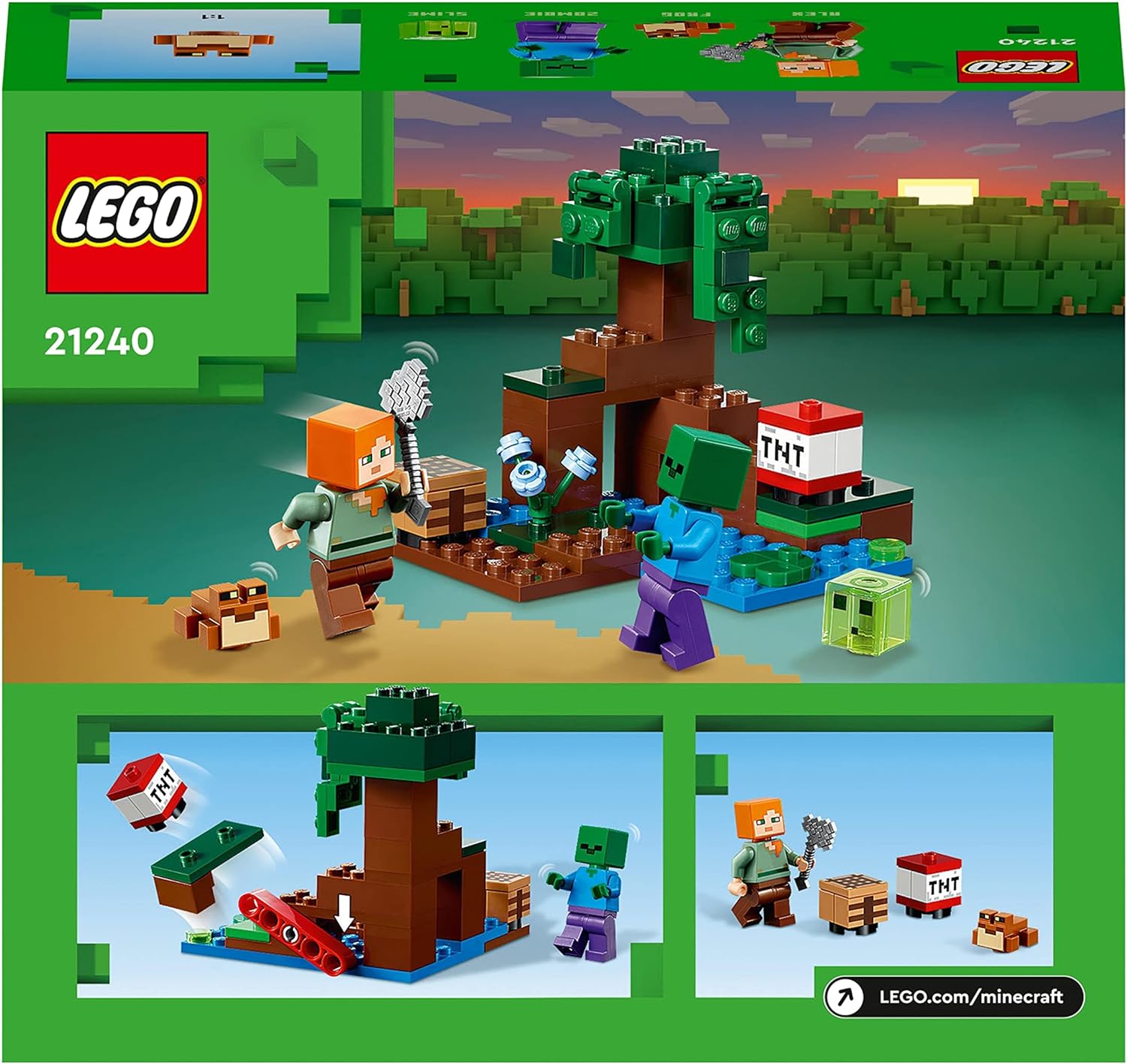 LEGO 21240 Minecraft The Swamp Adventure, Building Game Construction Toy with Alex and Zombie Figures in Biome & 21164 Minecraft The Coral Reef Building Toy with Alex