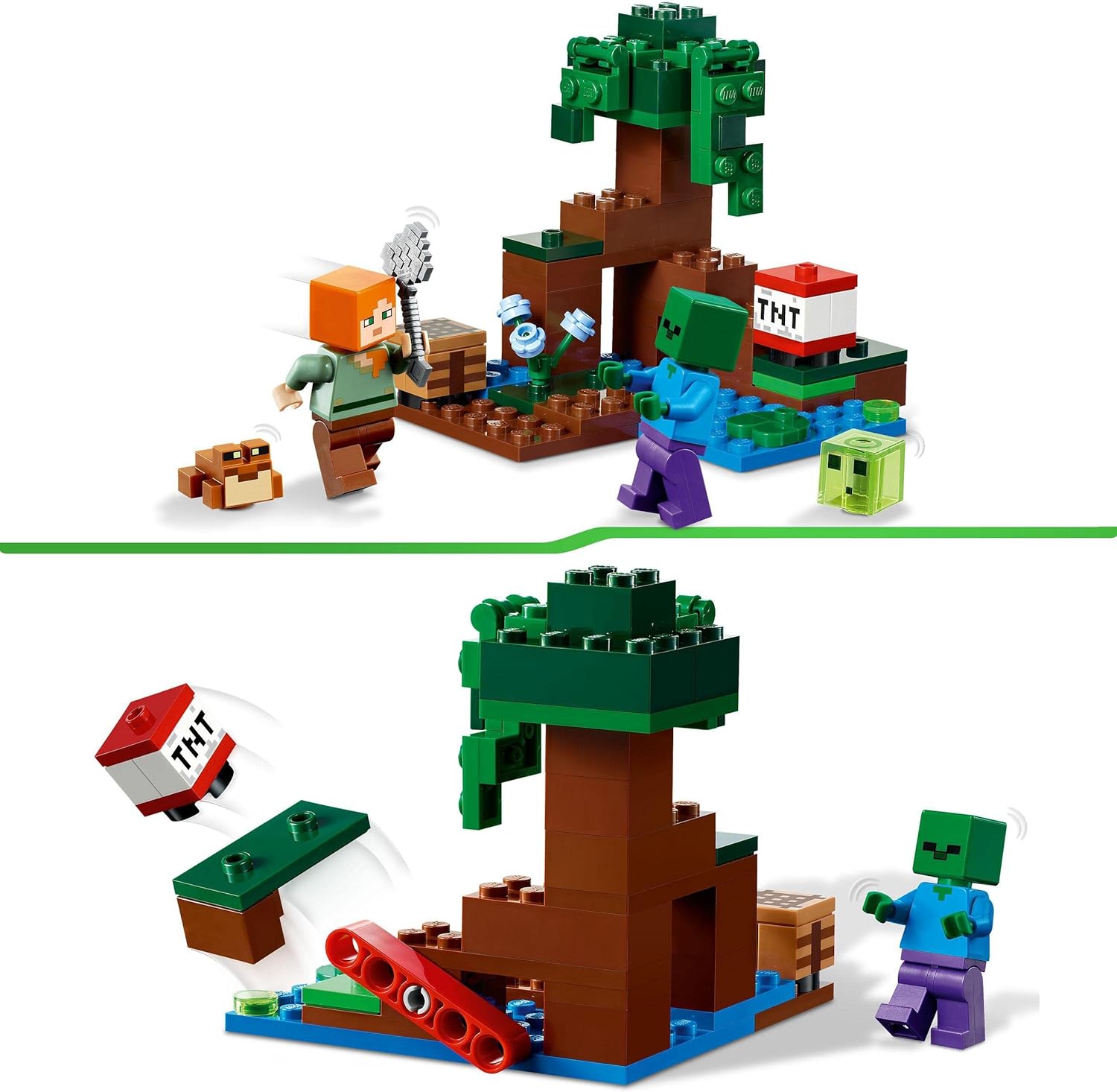 LEGO 21240 Minecraft The Swamp Adventure, Building Game Construction Toy with Alex and Zombie Figures in Biome & 21164 Minecraft The Coral Reef Building Toy with Alex