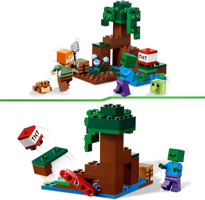 LEGO 21240 Minecraft The Swamp Adventure, Building Game Construction Toy with Alex and Zombie Figures in Biome & 21164 Minecraft The Coral Reef Building Toy with Alex