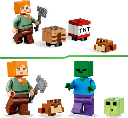 LEGO 21240 Minecraft The Swamp Adventure, Building Game Construction Toy with Alex and Zombie Figures in Biome & 21164 Minecraft The Coral Reef Building Toy with Alex