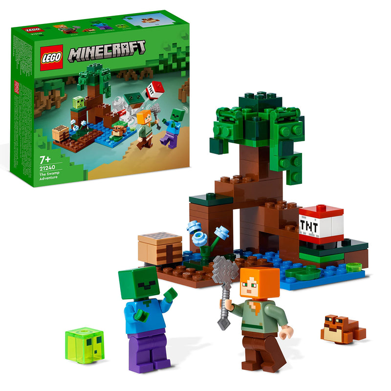 LEGO 21240 Minecraft The Swamp Adventure, Building Game Construction Toy with Alex and Zombie Figures in Biome & 21164 Minecraft The Coral Reef Building Toy with Alex