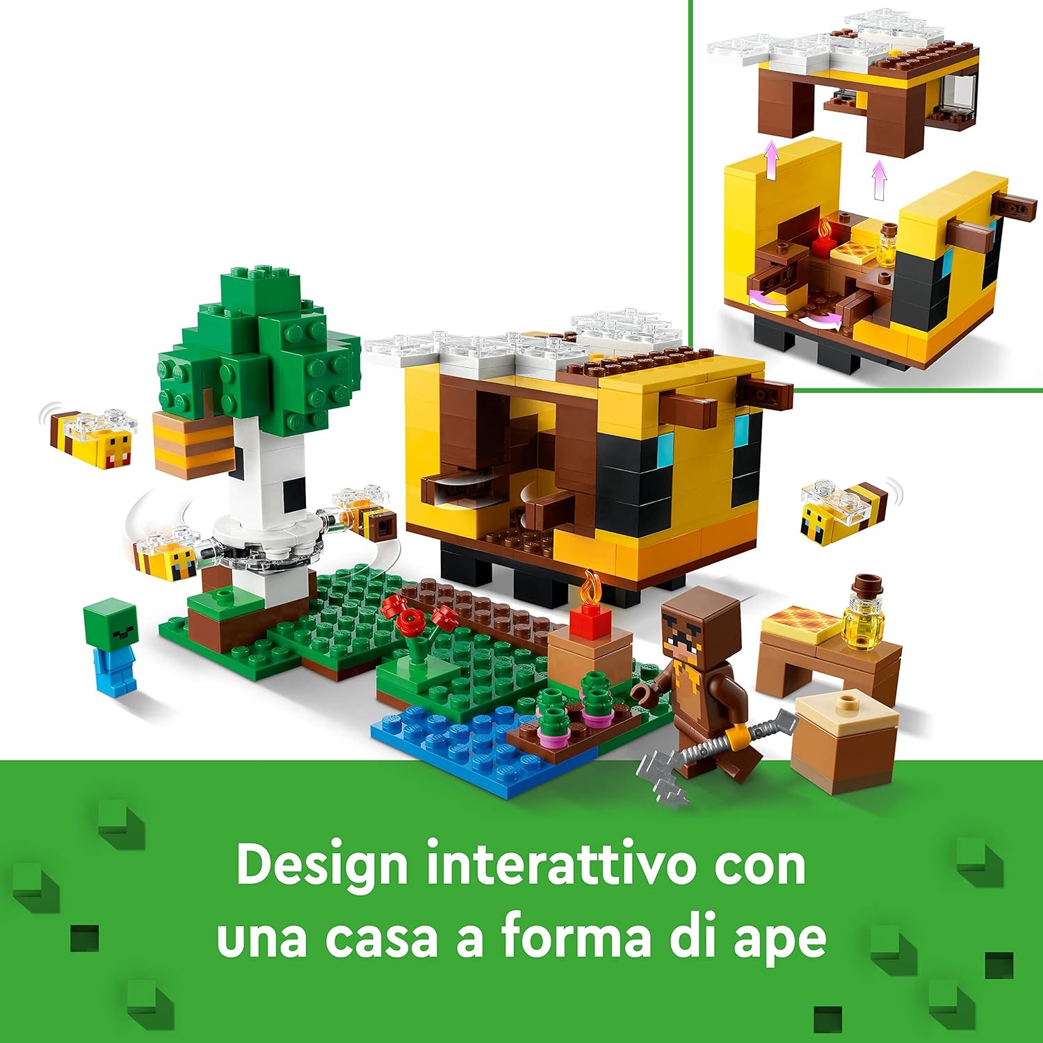 LEGO 21241 Minecraft The Bee Cottage Construction Toy with Buildable House, Farm, Baby Zombie and Animal Figures, Birthday Gift Idea for Boys and Girls Single