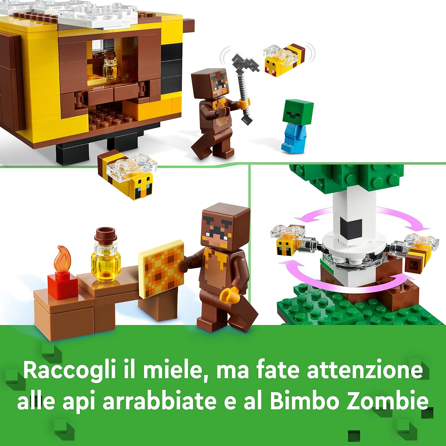 LEGO 21241 Minecraft The Bee Cottage Construction Toy with Buildable House, Farm, Baby Zombie and Animal Figures, Birthday Gift Idea for Boys and Girls Single