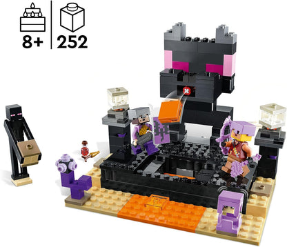 LEGO Minecraft The End Arena, Player-vs-Player Battle Playset, Action Toys for Kids, Boys & Girls 8 Plus Years Old, with Lava, Ender Dragon and Enderman Figures 21242 Single
