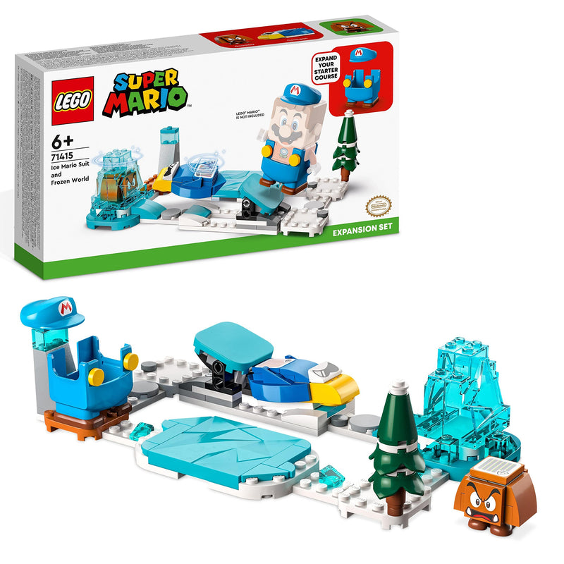 LEGO 71415 Super Mario Ice Mario Suit and Frozen World Expansion Set, Collectible Toys for Kids, Buildable Game with Figure Costume plus Cooligan and Goomba Enemy Figures Single