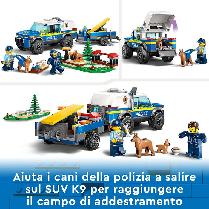LEGO 60369 City Mobile Police Dog Training Set, SUV Toy Car with Trailer, Obstacle Course and Puppy Figures, Animal Playset for Boys and Girls Aged 5 Plus