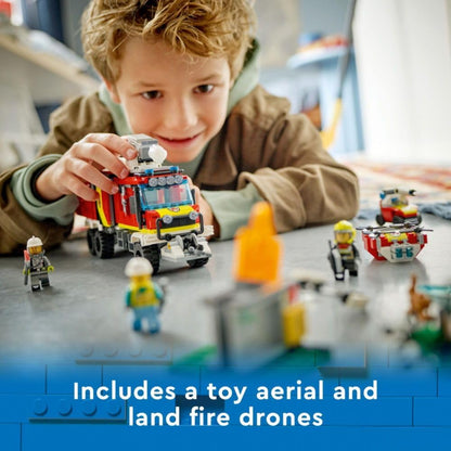 LEGO 60374 City Fire Command Unit Set, Rescue Fire Engine Toy, Ultramodern Truck with Land and Air Drones, Emergency Vehicle Toys for Kids, Boys & Girls Aged 6 Plus
