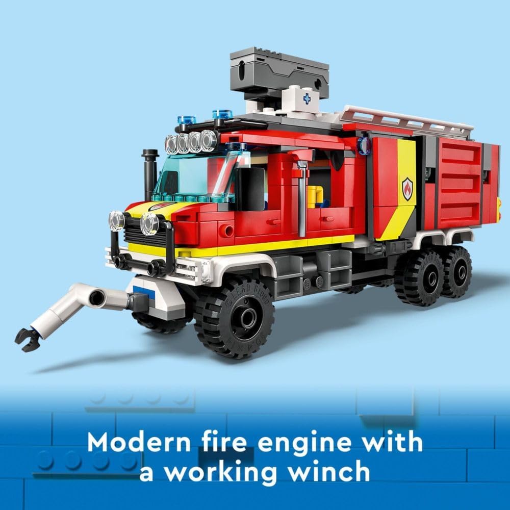 LEGO 60374 City Fire Command Unit Set, Rescue Fire Engine Toy, Ultramodern Truck with Land and Air Drones, Emergency Vehicle Toys for Kids, Boys & Girls Aged 6 Plus