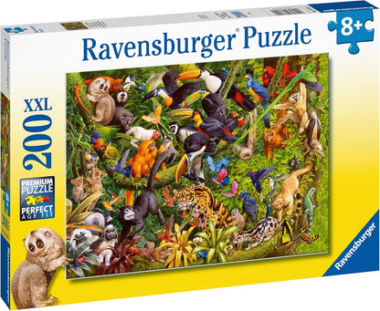 Ravensburger Marvellous Menagerie 200 Piece Jigsaw Puzzle for Children Age 8 Years Up - Jungle Animals and Birds