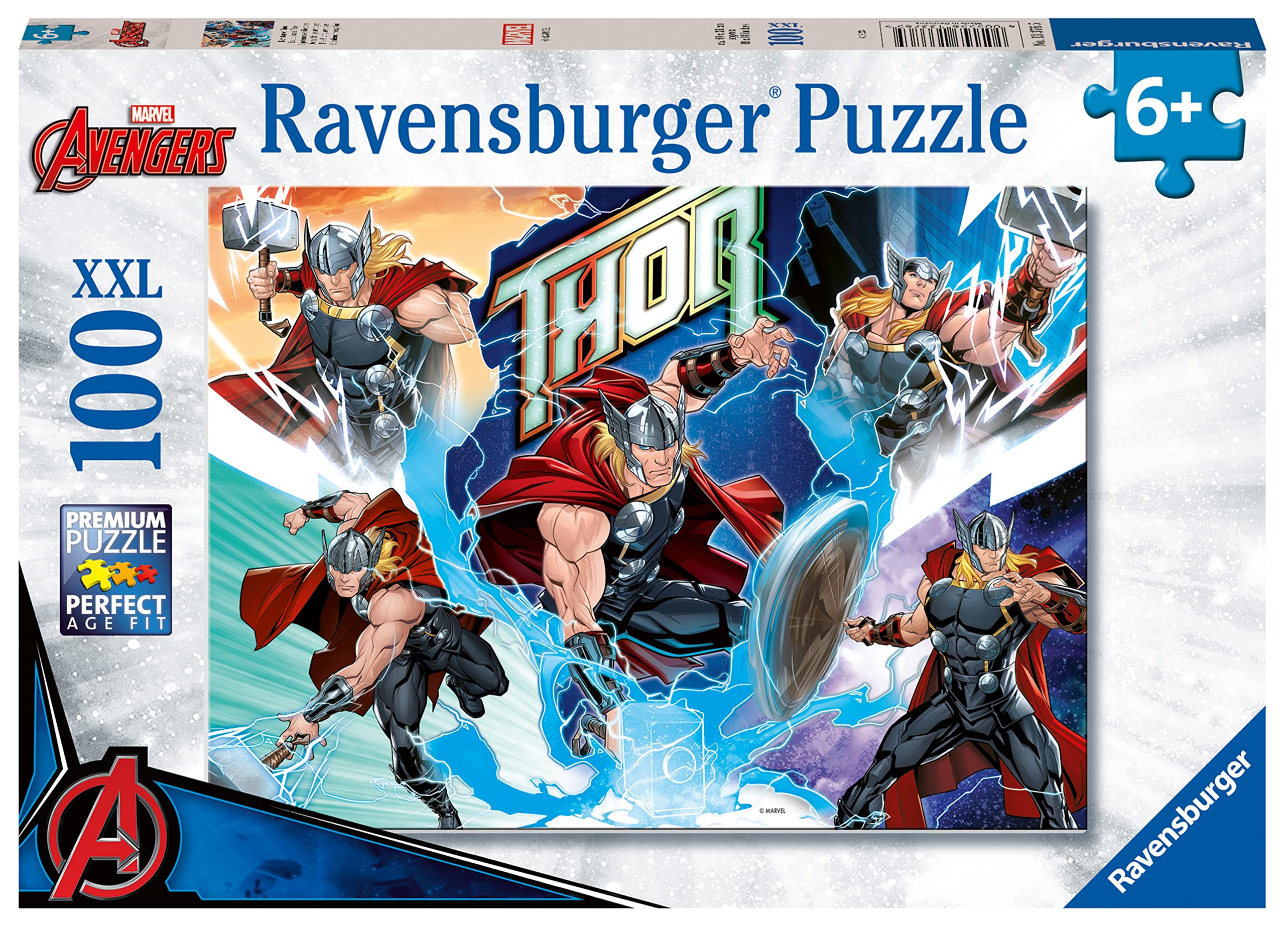 Ravensburger - Puzzles XXL Marvel Thor | Puzzle 6 Años O Más | Regalo Niño 6 Años O Más De 100 Piezas | Rompecabezas Niños De 36 X 49 Cm Puzzle