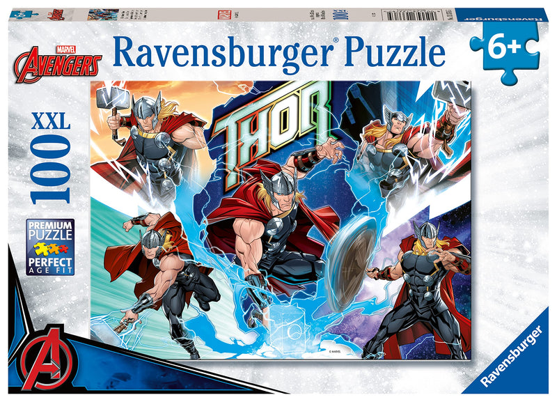Ravensburger - Puzzles XXL Marvel Thor | Puzzle 6 Años O Más | Regalo Niño 6 Años O Más De 100 Piezas | Rompecabezas Niños De 36 X 49 Cm Puzzle