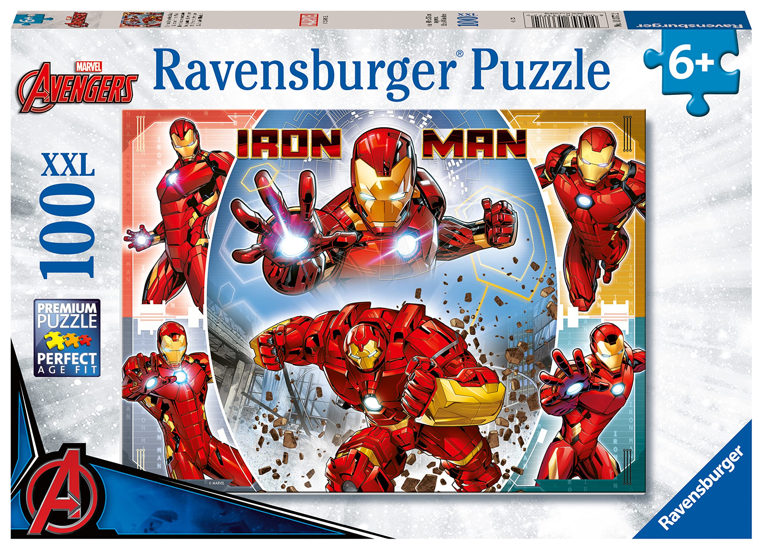 Ravensburger - Puzzle Enfant - Puzzle 100 pièces XXL - Le Puissant Iron Man/Marvel Avengers - À partir de 6 Ans - Puzzle de qualité supérieure - Carton épais et résistant - Aventure - 13377