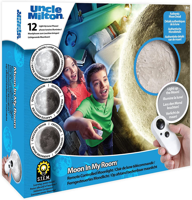 Uncle Milton | Moon In My Room Light | Glowing Moon Light, Night light, Bedroom Wall Light | Basic Fun 05102 -Packaging may vary