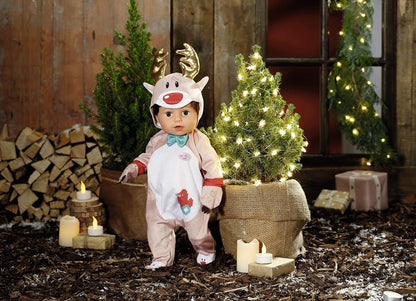 BABY born Rentier Onesie, Rentier-Kostüm für 43 cm Puppen, Einteiler mit Rentiergeweih und Handschuhen, 831700 Zapf Creation
