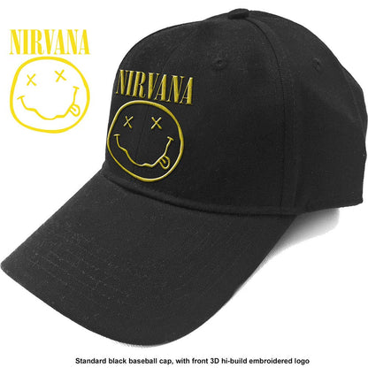 Nirvana Men's Logo & Smiley Baseball Cap Black