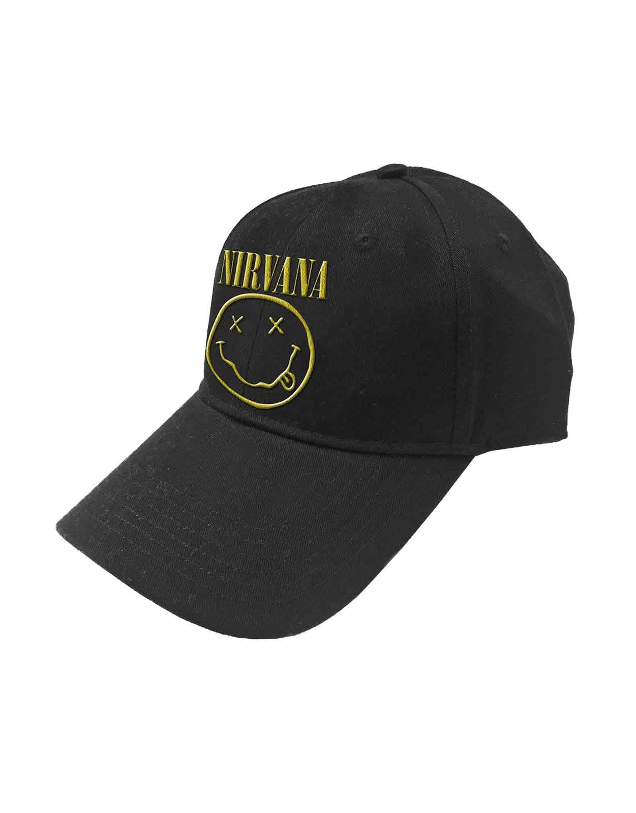 Nirvana Men's Logo & Smiley Baseball Cap Black