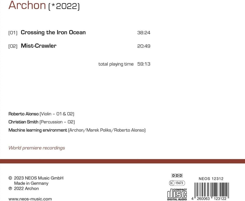 Archon: Works for Violin, Percussion and Machine Learning...
