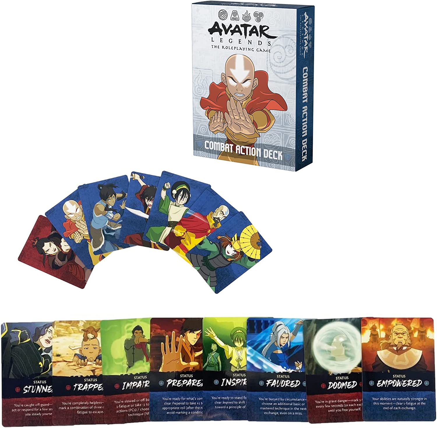 Magpie Games Combat Action Deck - Avatar Legends: The Roleplaying Game Expansion, 55 Cards, Full-Color Iconic and Original Art, Stance Cards, Status trackers
