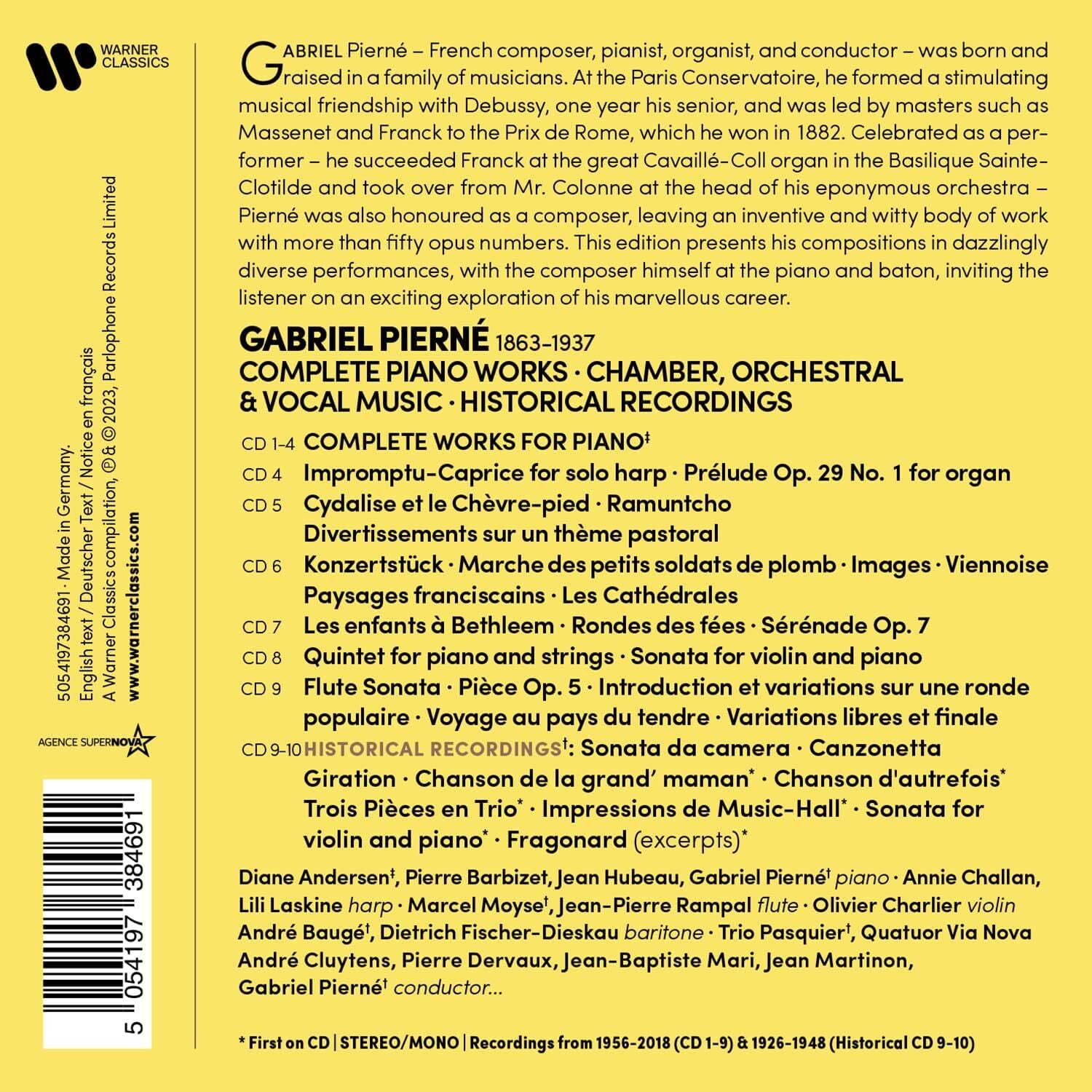 Pierne: Complete Piano Works, Chamber, Orchestral & Vocal Music, Historical Recordings…