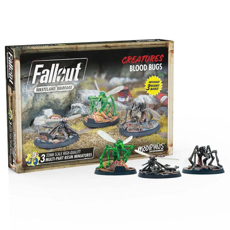 Fallout Wasteland Warfare: Creatures - Blood Bugs - 3 Unpainted Resin Miniatures, RPG, Includes Scenic Bases, 32MM Scale Figures, Tabletop Roleplaying Game Minifigures