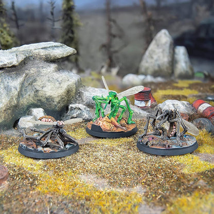Fallout Wasteland Warfare: Creatures - Blood Bugs - 3 Unpainted Resin Miniatures, RPG, Includes Scenic Bases, 32MM Scale Figures, Tabletop Roleplaying Game Minifigures