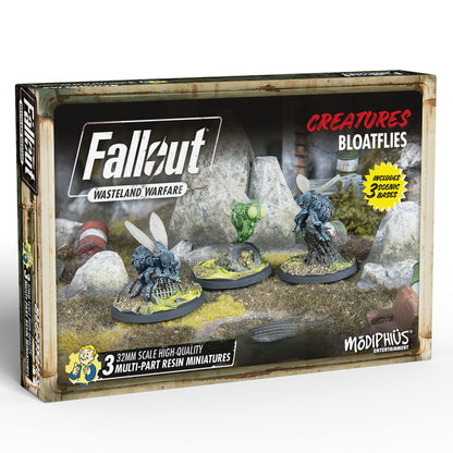 Modiphius Fallout Wasteland Warfare: Creatures Bloatflies - 3 Miniatures, 32mm Unpainted Figures, Forged in The Fire Wave, Grey