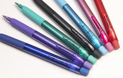 ni-ball URN-181-07 Erasable Rollerball Gel Pens. Premium 0.7mm Ballpoint Tip for Super Smooth Writing, Drawing & Colouring. Easy-Retract Eraser for Secure and Stable Rubbing Out. Pack of 12 Pink
