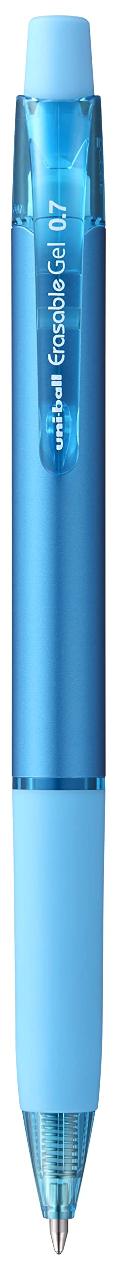 uni-ball URN-181-07 Erasable Rollerball Gel Pens. Premium 0.7mm Ballpoint Tip for Super Smooth Writing, Drawing & Colouring. Easy-Retract Eraser for Secure and Stable Rubbing Out. Pack of 12 Sky Blue