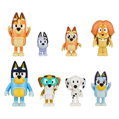 Bluey - Coffret de 8 Figurines – La Famille et les Amis de Bluey (5,3 à 8,3 cm