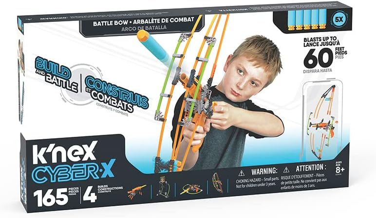 K'NEX Cyber-X | Battle Bow Building Set | Educational Toys for Boys and Girls, 165 Piece Kit, Engineering for Kids, Fun and Building Construction Toys for Children Ages 8+ | Basic fun 15247 New Versio