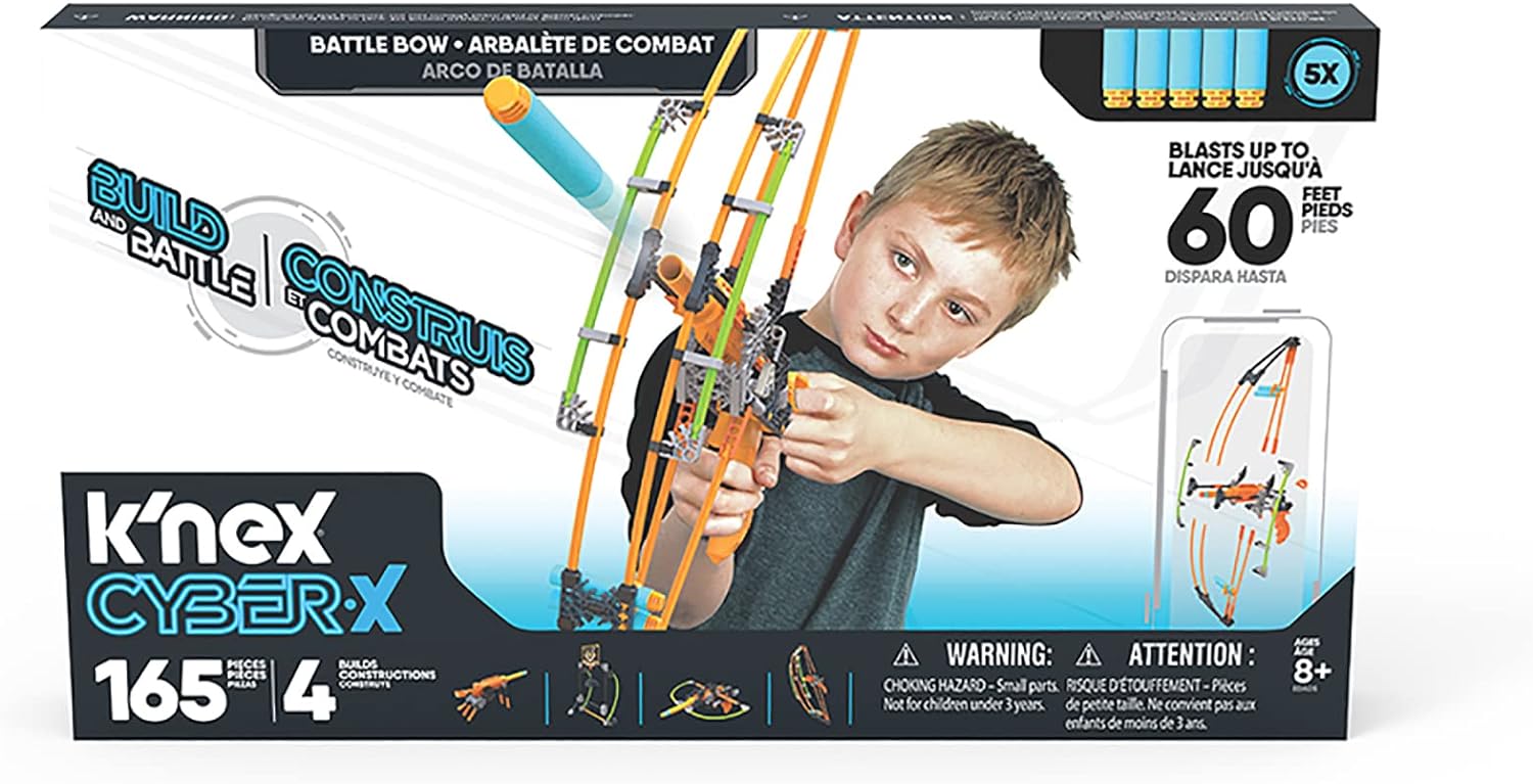 K'NEX Cyber-X | Battle Bow Building Set | Educational Toys for Boys and Girls, 165 Piece Kit, Engineering for Kids, Fun and Building Construction Toys for Children Ages 8+ | Basic fun 15247 New Versio