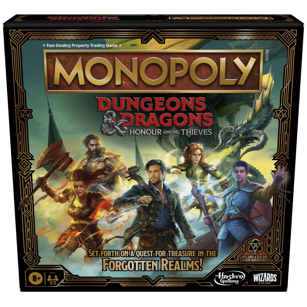 Monopoly Dungeons & Dragons: Honor Among Thieves Game, Inspired by the Movie, D&D Board Game for 2-5 Players