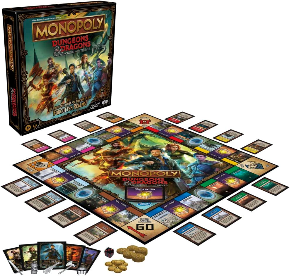 Monopoly Dungeons & Dragons: Honor Among Thieves Game, Inspired by the Movie, D&D Board Game for 2-5 Players