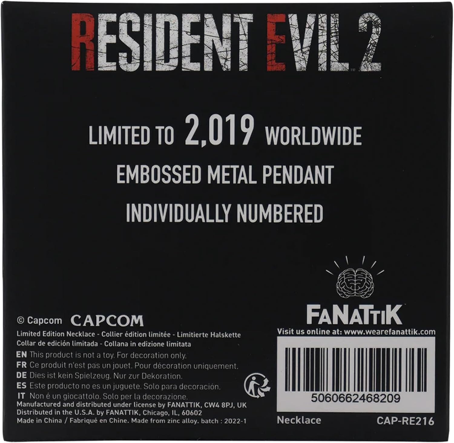 FaNaTtik Resident Evil 2 Claire Redfield's Limited Edition Unisex-Halskette