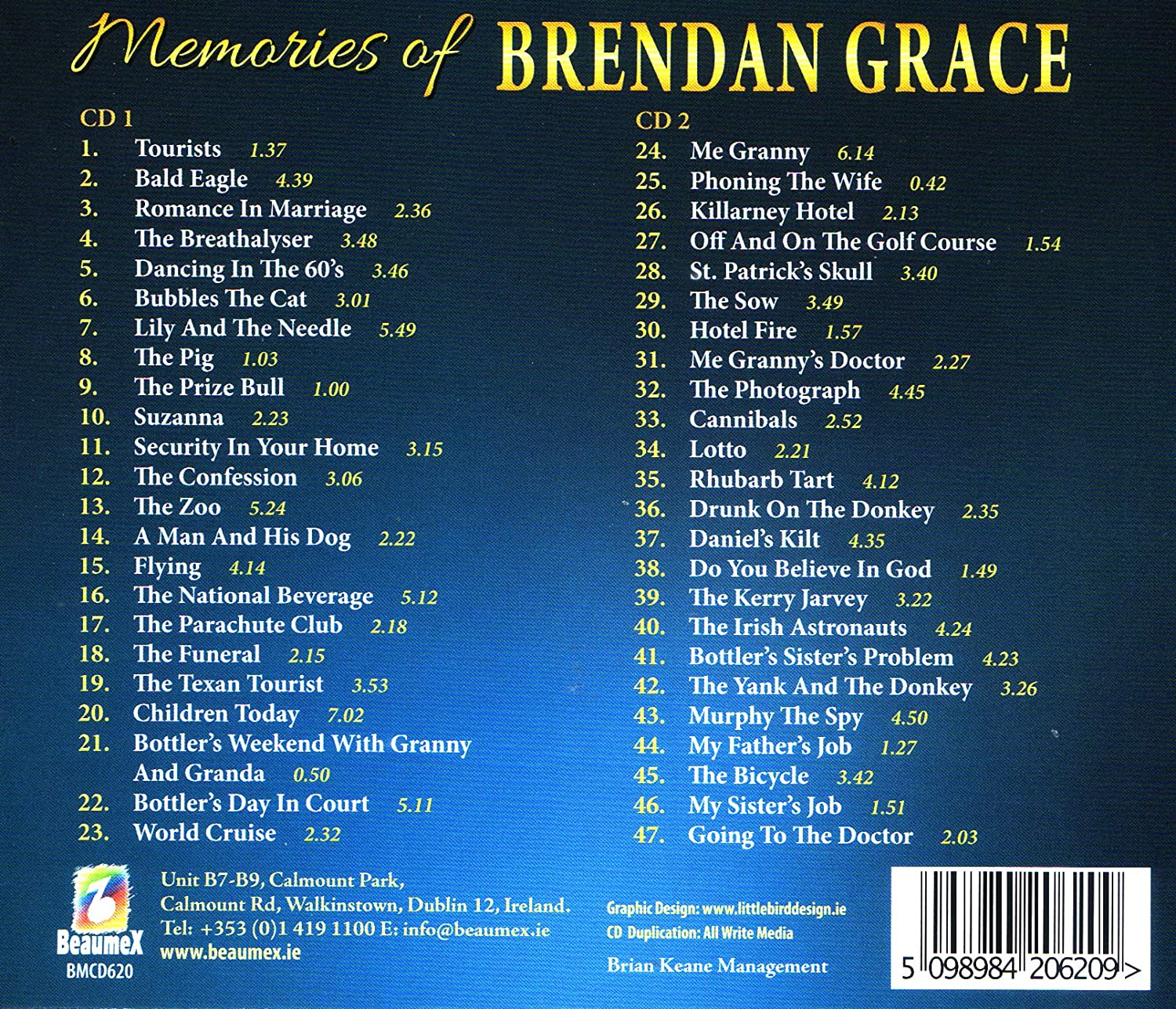 Brendan GRACE - Memories Of Brendan NEW 2CD 2020